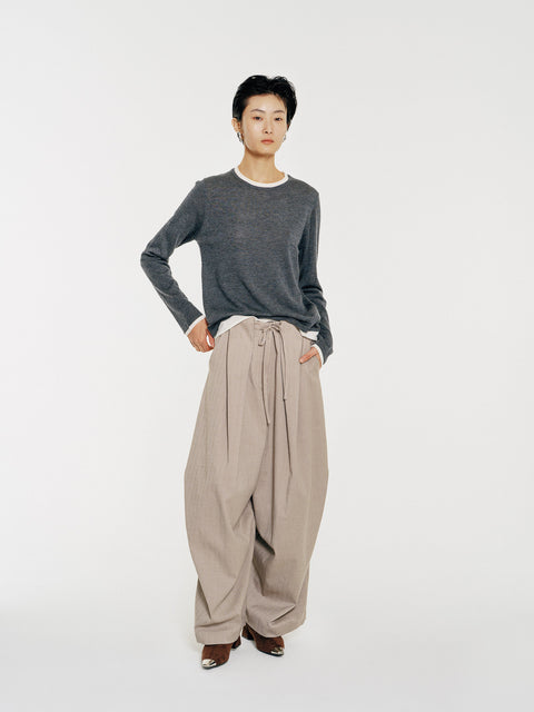 Sora Two tone Wool Blend Knit Top Gray