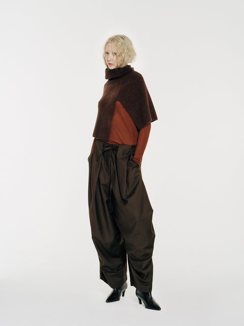 Tate Wool-Blended Barrel Pleated Pants