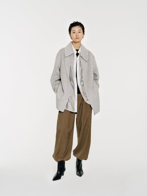 Sky Gray Vicuna Blended Coat