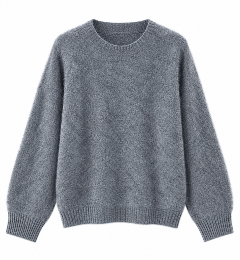 Blake Brushed Wool-Cashmere Sweater Gray