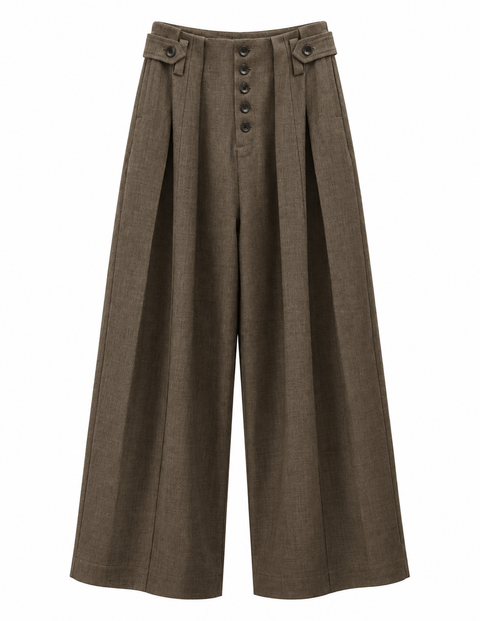 Robin Olive-Brown Wide-Leg Trousers