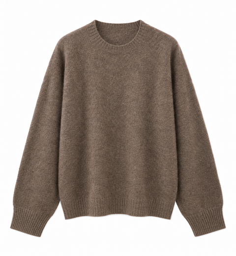 Blake Brushed Wool-Cashmere Sweater Taupe