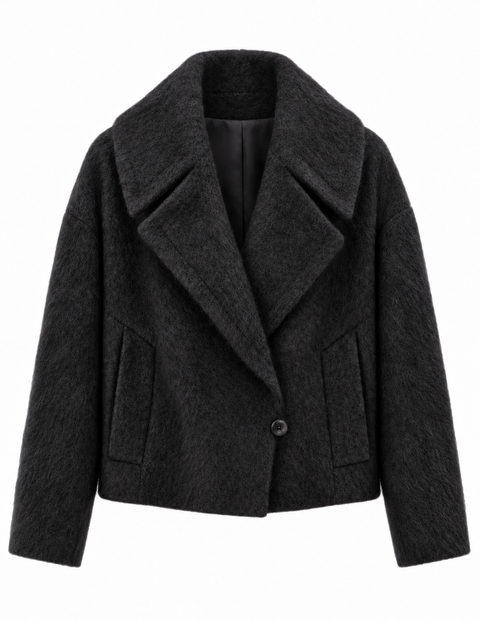 Brushed Wool-Cashmere Peacoat Graphite