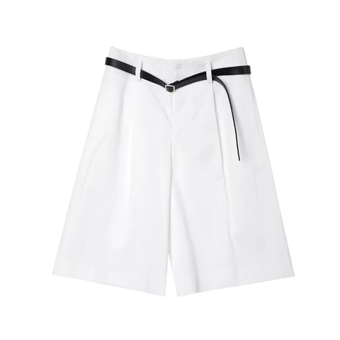 LT26036 Shorts with Belt White