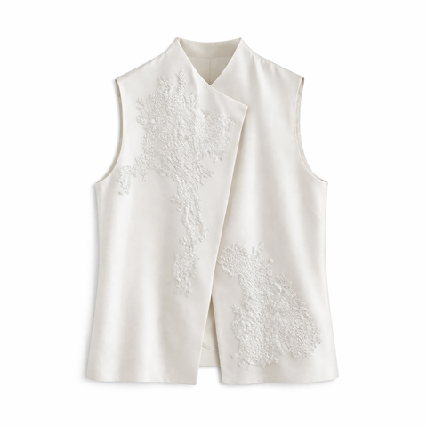 LT26068 Wool Silk Embroidery Top