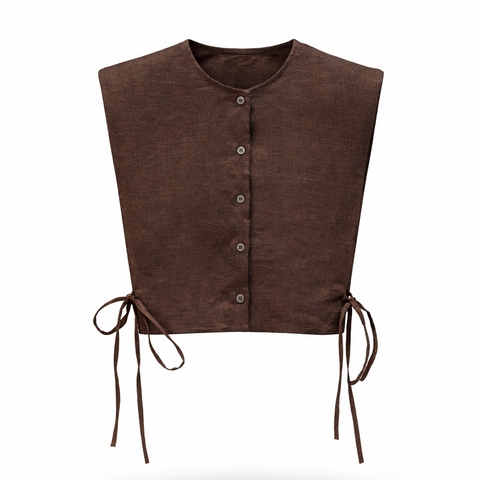 LT26042B Side Tie Linen Top Brown