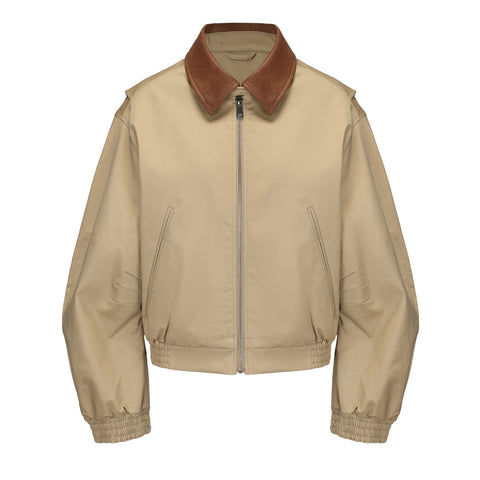 CZ25005 Contrast Collar Structured Bomber Jacket