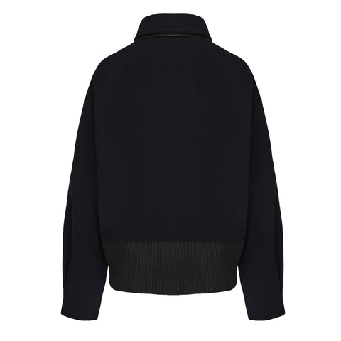 GV Vegan Leather Detailed Jacket Noir Navy