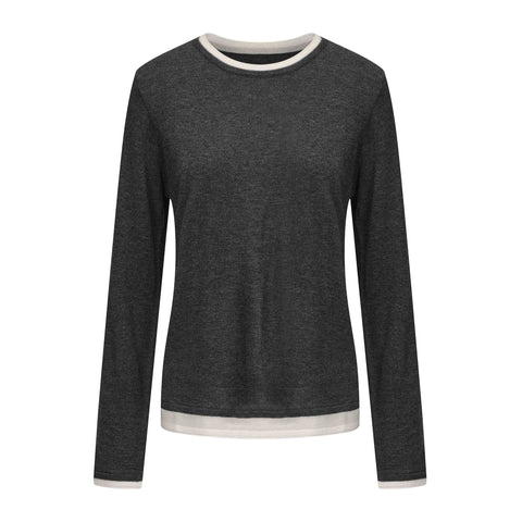 Sora Two tone Wool Blend Knit Top Gray