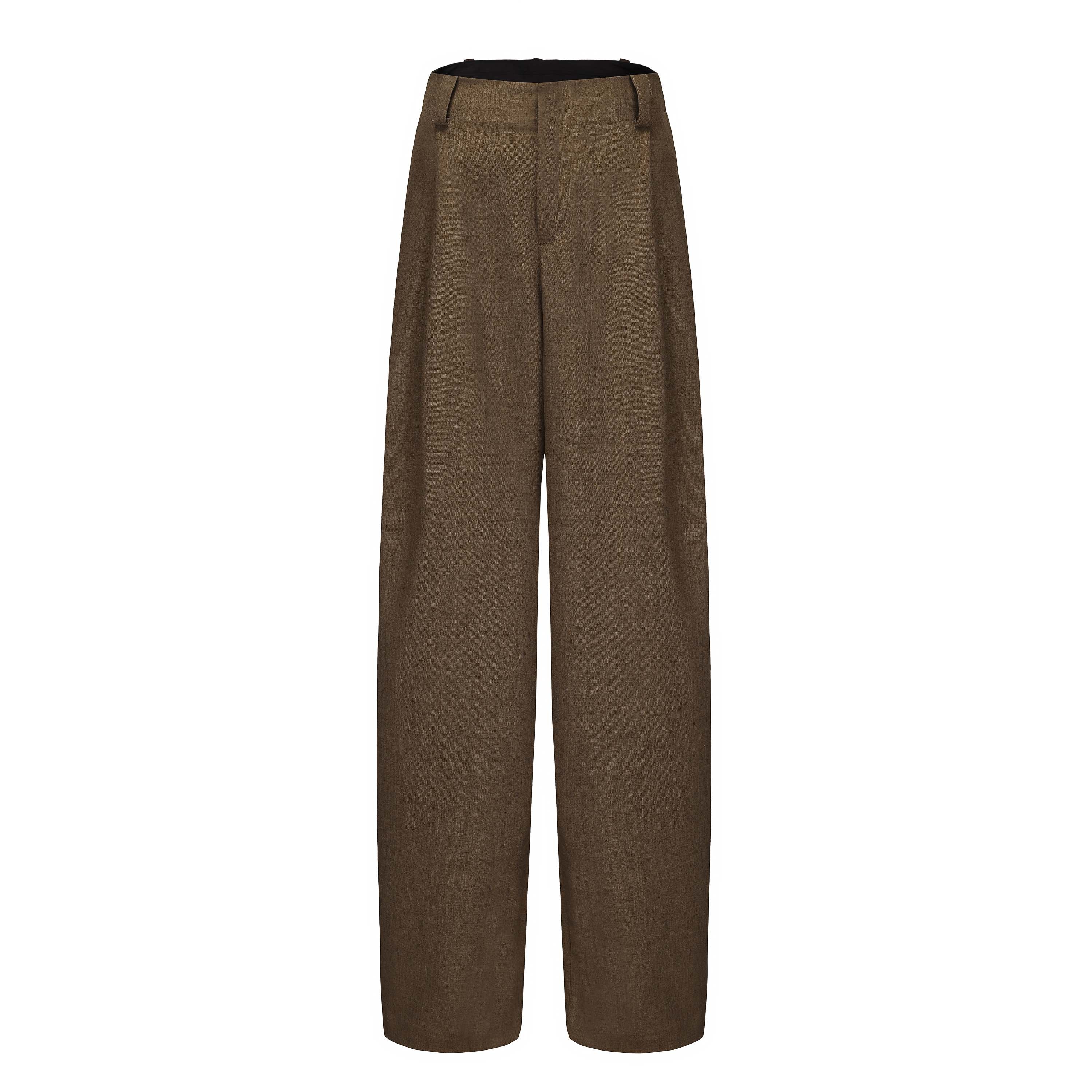 CZ25041 Olive-Brown Wide-Leg Tailored Pants – Mute by JL