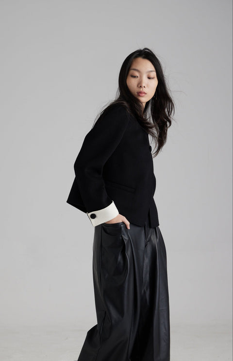 Iris Cashmere Wool Cropped Jacket (Pre Order 4 weeks)