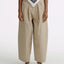 LT25053B Cotton Pleated Wide Leg Trousers Khaki