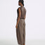 LT26042B Side Tie Linen Top Brown