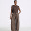 LT26042B Side Tie Linen Top Brown