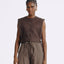 LT26042B Side Tie Linen Top Brown