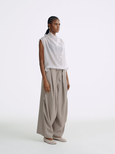 LT26048 Sheering Drape Front Top