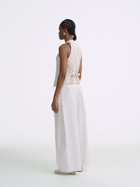 LT26033B Tailored Button Vest Natural