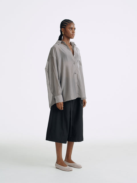 Sol Semi-Sheer Tencel Overshirt Sliver Gray (Pre Order 4 weeks)