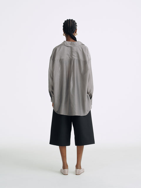 Sol Semi-Sheer Tencel Overshirt Sliver Gray (Pre Order 4 weeks)