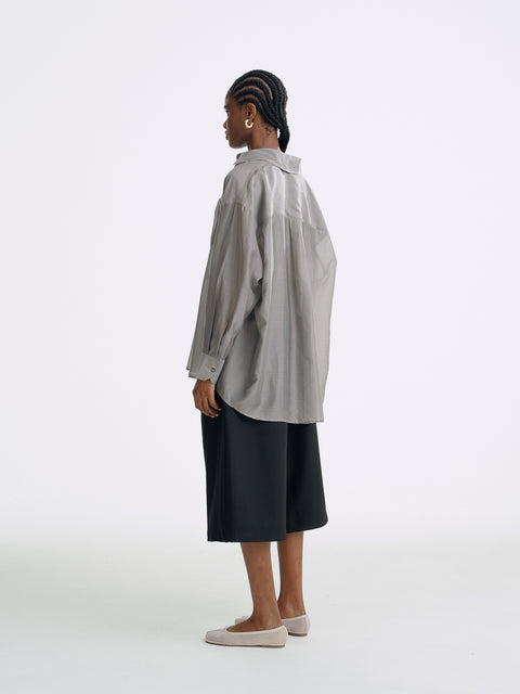 Sol Semi-Sheer Tencel Overshirt Sliver Gray (Pre Order 4 weeks)
