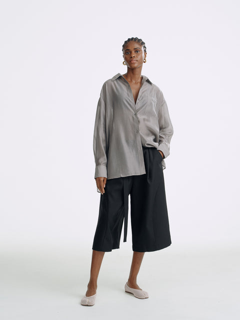 Sol Semi-Sheer Tencel Overshirt Sliver Gray (Pre Order 4 weeks)