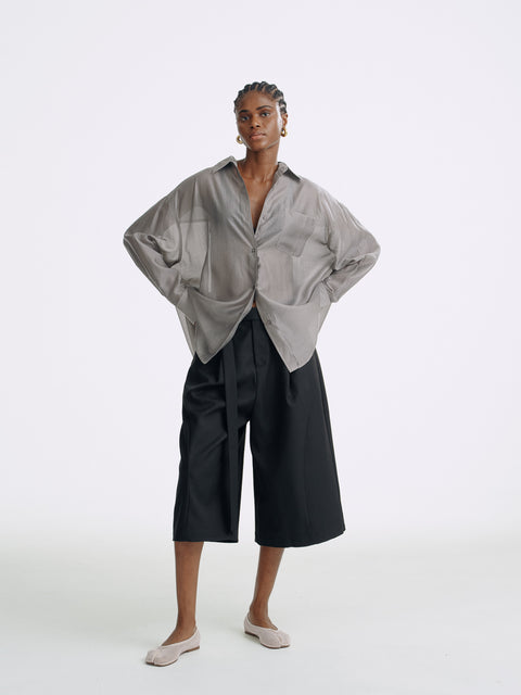 Sol Semi-Sheer Tencel Overshirt Sliver Gray (Pre Order 4 weeks)