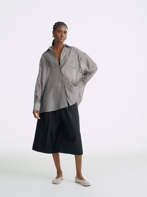 Sol Semi-Sheer Tencel Overshirt Sliver Gray (Pre Order 4 weeks)