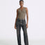 LT26045 Frayed Detailed Straight Leg Jeans