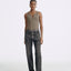 LT26045 Frayed Detailed Straight Leg Jeans
