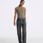 LT26045 Frayed Detailed Straight Leg Jeans