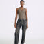LT26045 Frayed Detailed Straight Leg Jeans