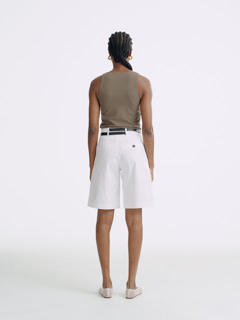 LT26036 Shorts with Belt White