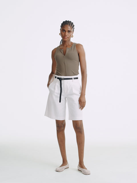 LT26036 Shorts with Belt White