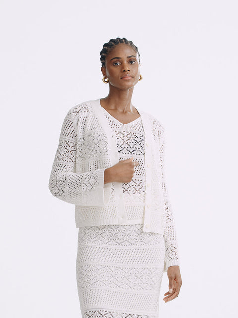 LT26056 Lace Knit Cardigan