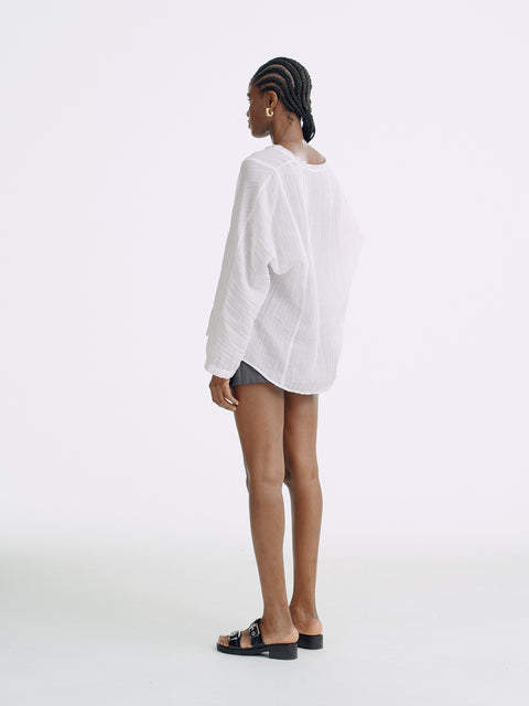 LT26081 Ethereal Cotton Ramie V-Neck Blouse
