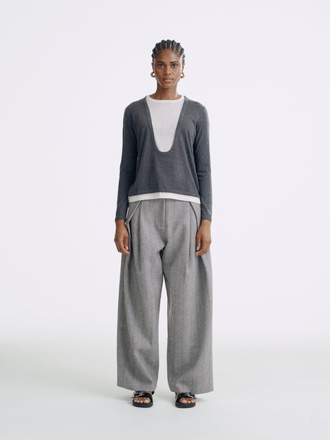 LT26032 Two Tone U-Neck Top