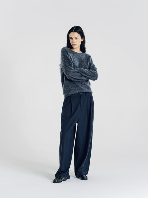 Blake Brushed Wool-Cashmere Sweater Charcoal