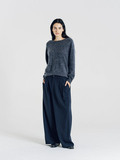 Blake Brushed Wool-Cashmere Sweater Charcoal