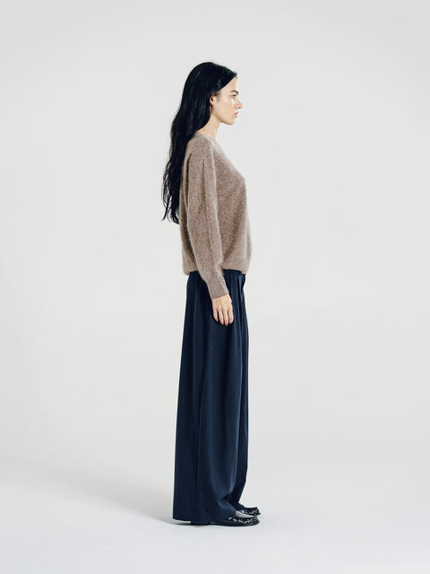 Blake Brushed Wool-Cashmere Sweater Taupe