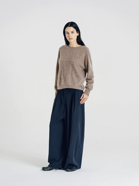 Blake Brushed Wool-Cashmere Sweater Taupe