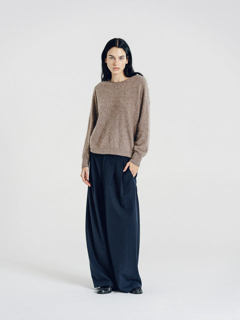 Blake Brushed Wool-Cashmere Sweater Taupe