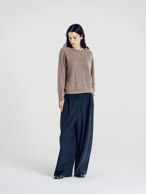 Blake Brushed Wool-Cashmere Sweater Taupe