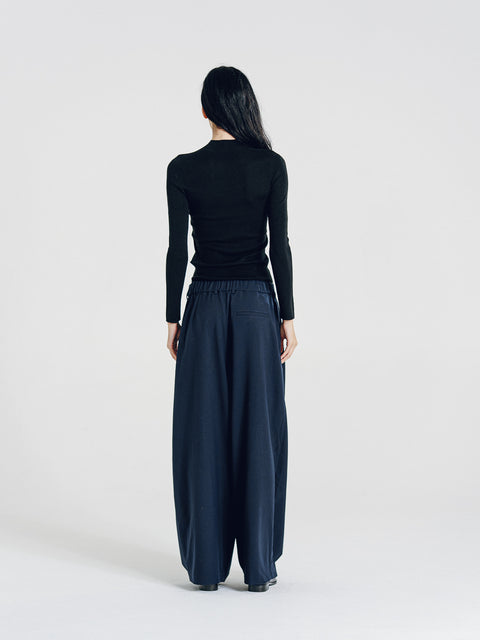 Morgan Double Pleated Pants Navy (Pre-Order)