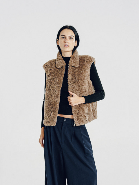 Teddy Wool Vest Brown