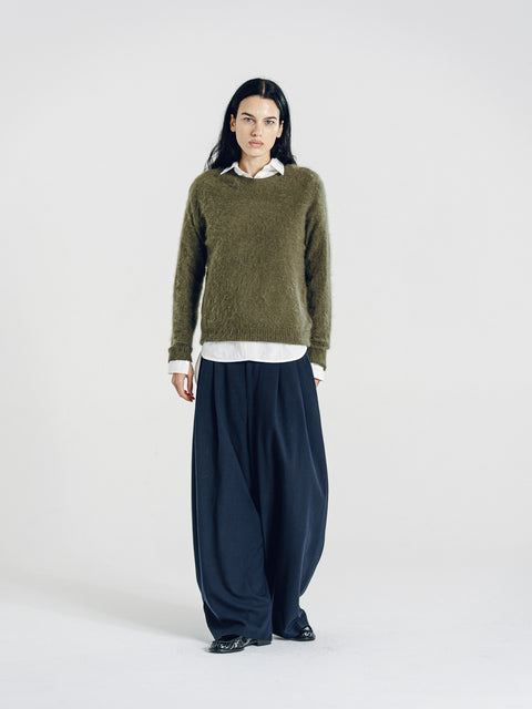 Blake Brushed Wool-Cashmere Sweater Olive