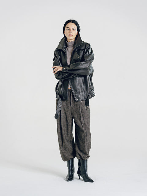 Tatum Leather Relaxed Moto jacket