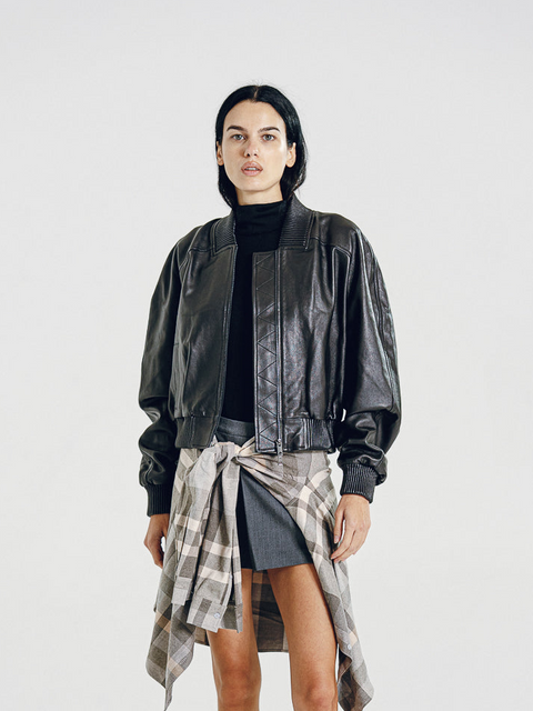 Quinn Leather Bomber Jacket