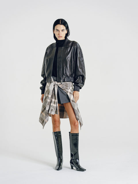 Quinn Leather Bomber Jacket