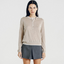 Nora Two Tone Henley Knit Sweater Oatmeal