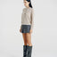 Nora Two Tone Henley Knit Sweater Oatmeal